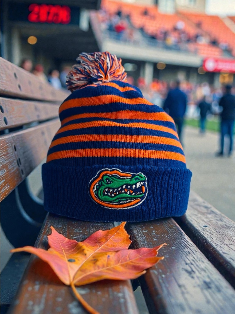 Florida Gators Double Sided Beanie Blue Orange Pom Pom Hat Unisex